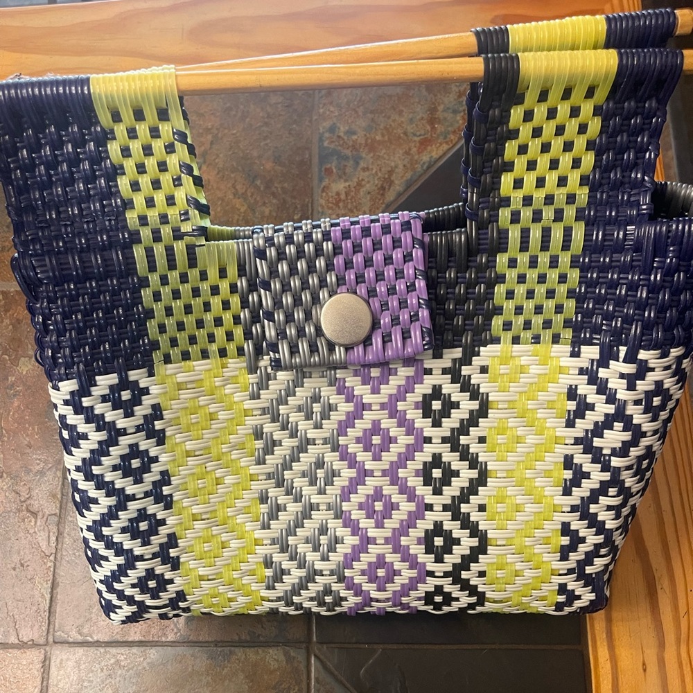 Large Multi-Colored Hand Stitched Handbag - image 1